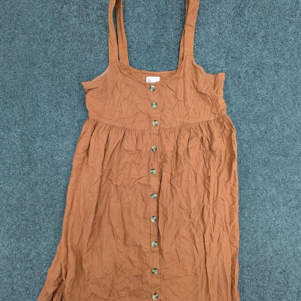 Sonoma Midi Dress Womens M Brown Button Front Sleeveless Tiered Hem Dress
